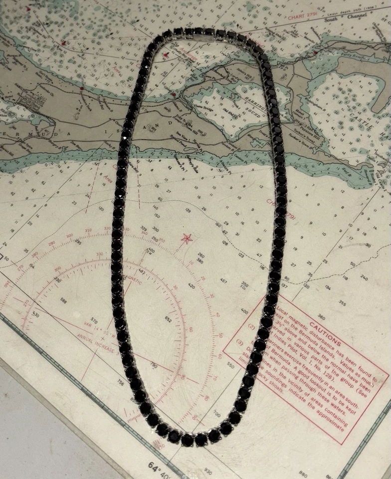 Cadena de tenis moissanita negra de 5 mm 18 pulgadas 315L 45ct Foto 4 de 4