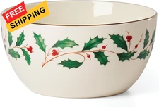 Lenox Serveware, Holiday Small Bowl, Service for 1, 14 Oz 0.80, Red & Green 