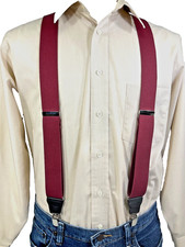 Men's, Burgundy Bostonian XL, 1.5", Adj. Suspenders / Braces, Made in the USA