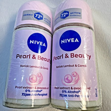 2 Nivea Pearl Beauty Deodorant Armpit Roll On 72h Anti Perspirant 50ml Ketiak