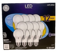 Ge Led Soft White Dimmable A19 Light Bulbs 10 Watt 60w Replacement 12-pack