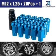 20pcs M12x1.25 Car Taper Acorn Wheel Lug Nut Cone Seat Nut Blue with Key Set