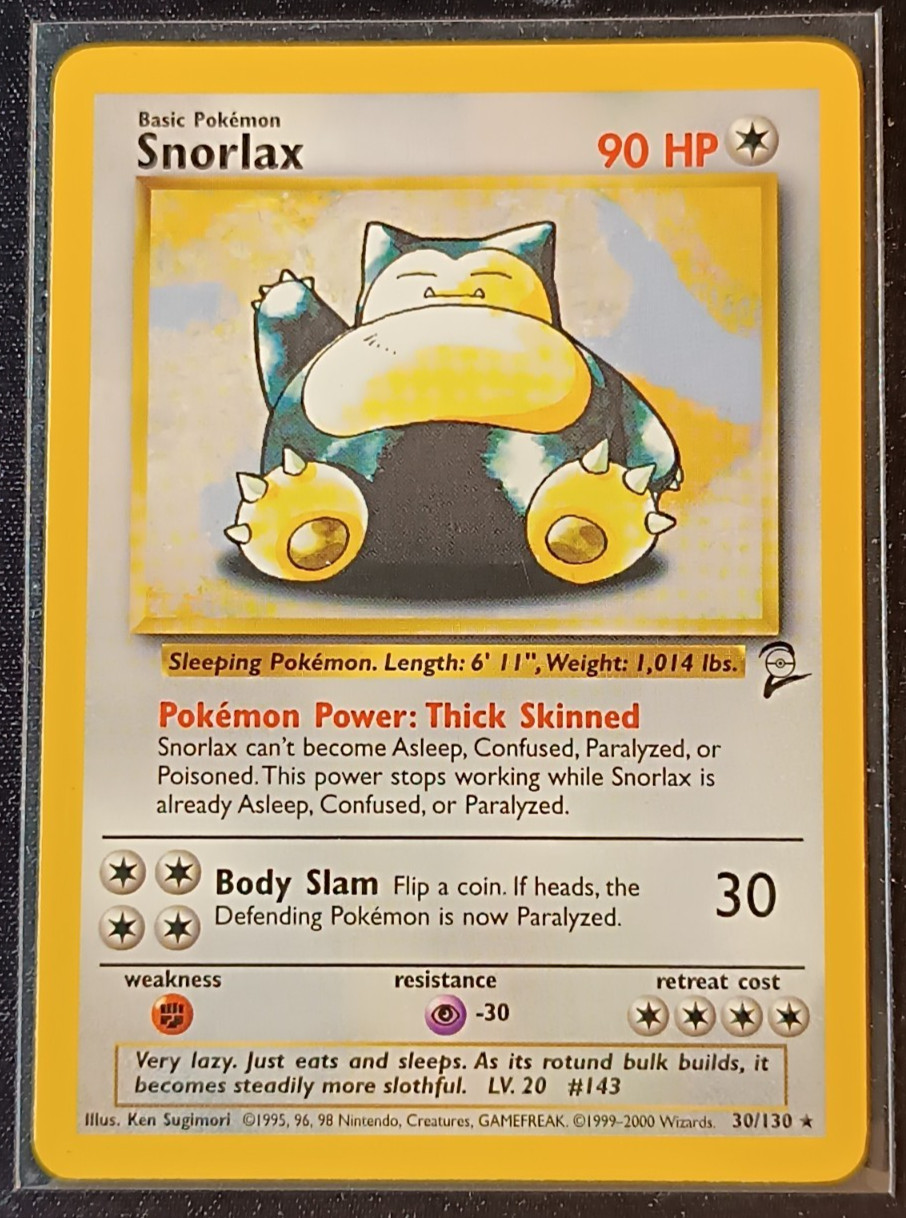 Pokemon Snorlax #30/130 Base Set 2 Rare - ENG - Vintage Cards