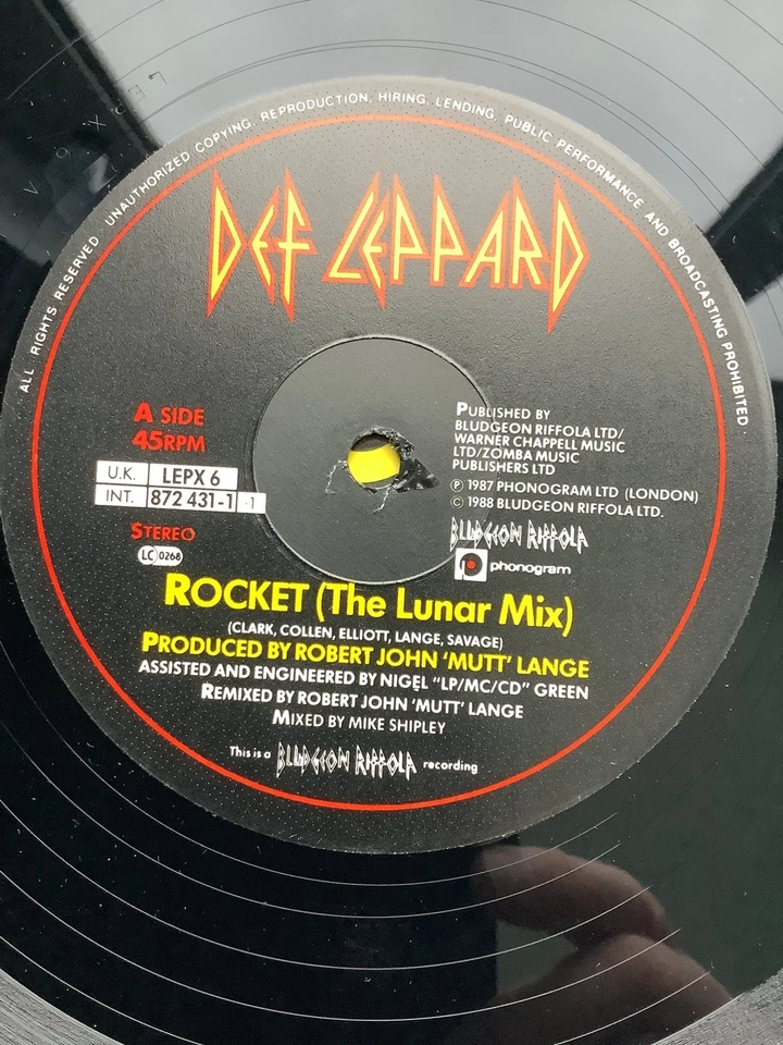 DEF LEPPARD - ROCKET  ( the lunar mix ). 12” single - Image 2 of 4