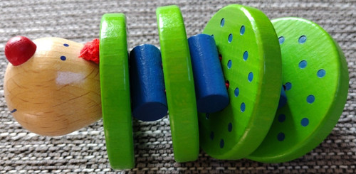 Haba Flapsi Green Red Blue Caterpillar Clacker Baby Toddler Toy
