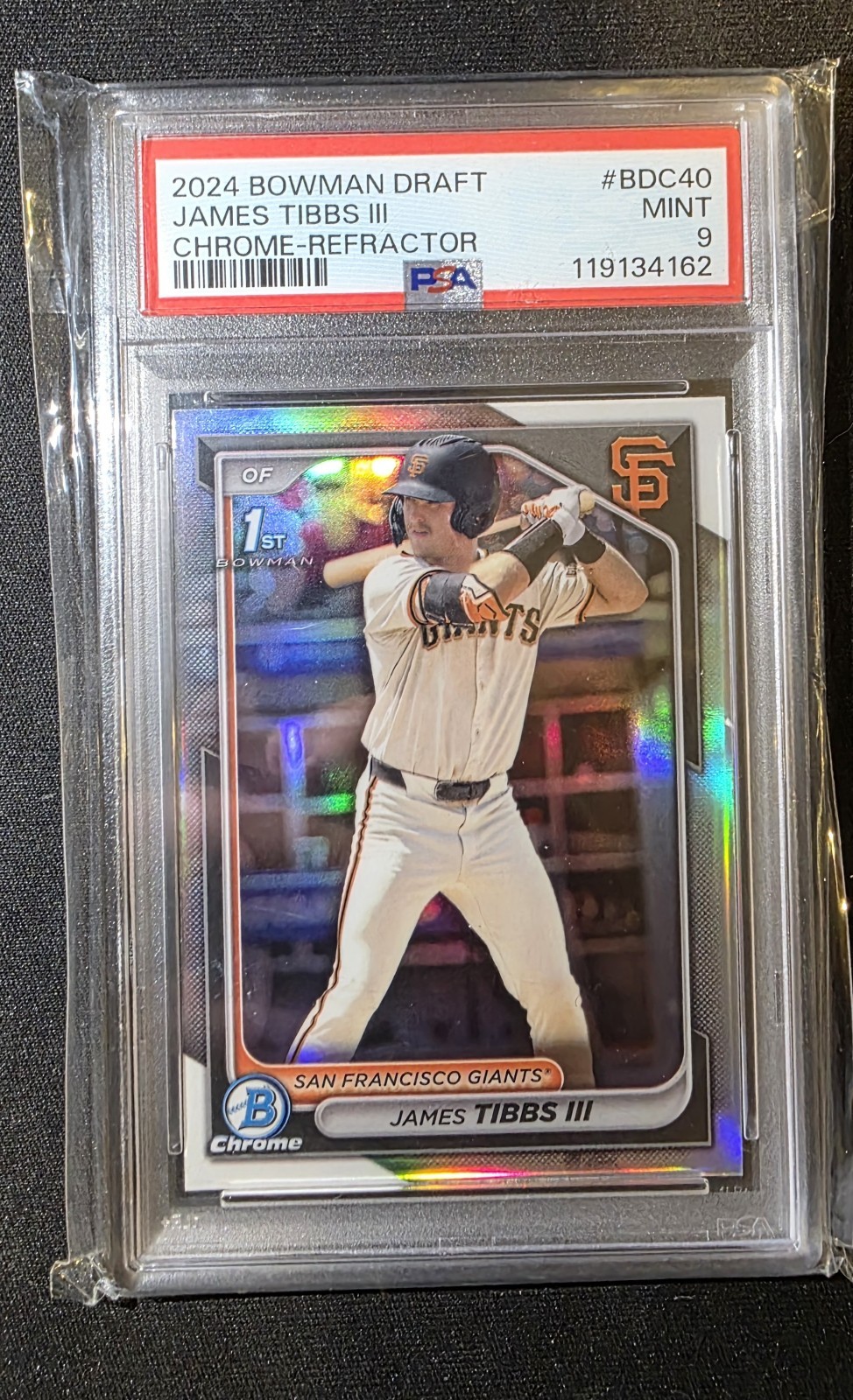 Bowman 2024 Draft Chrome Refractor Rookie James Tibbs III Giants #BDC-40 PSA 9