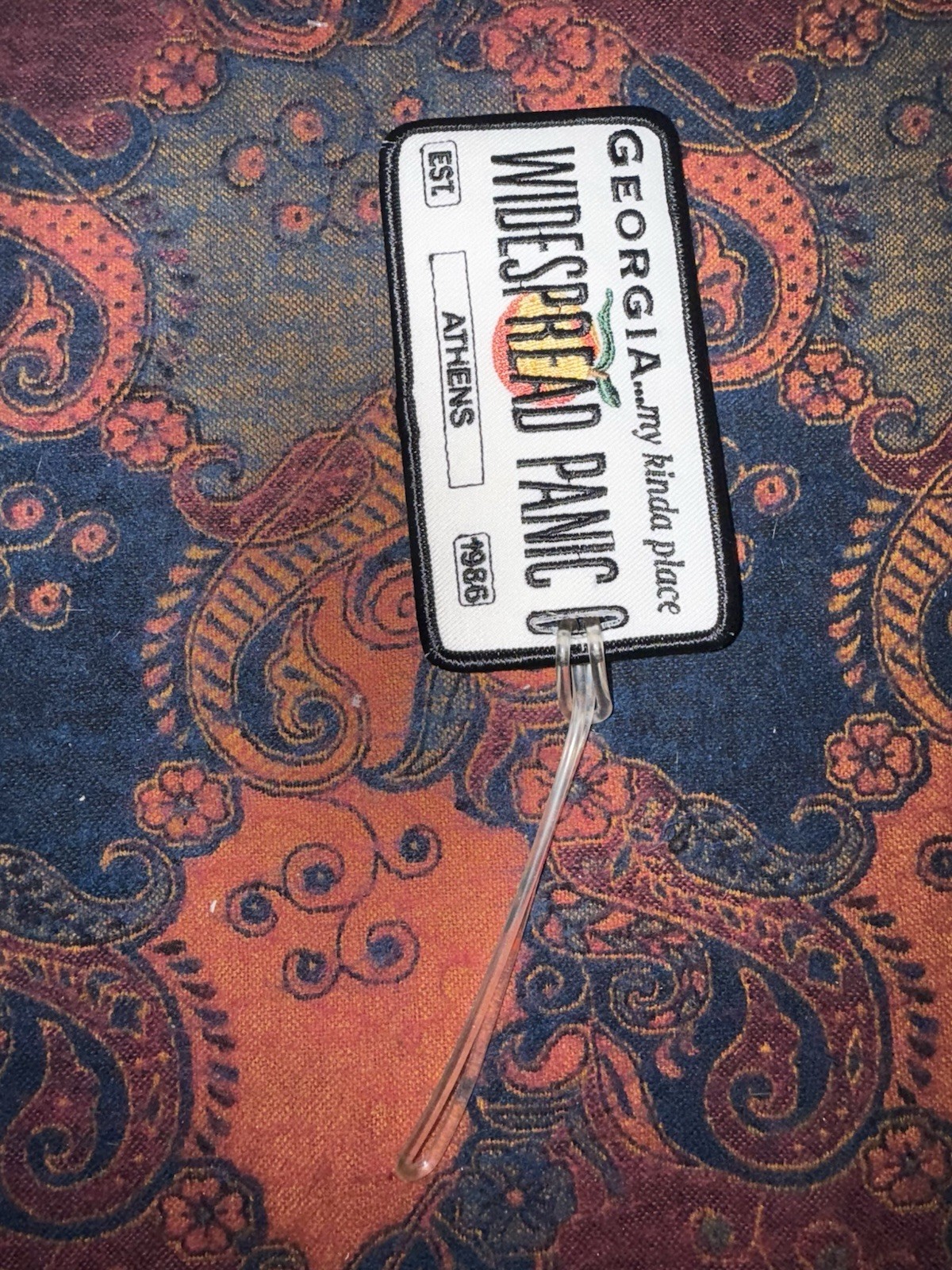 Vintage 1998 Official Widespread Panic License Plate Luggage Tag/Patch (4.5x3in)
