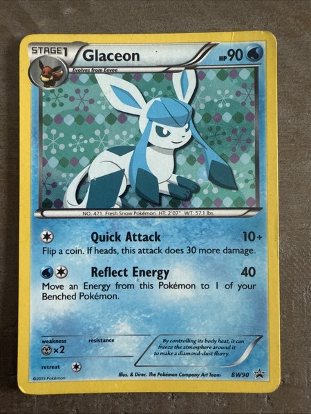 Pocket Scout - Pokemon Glaceon BW90 Black and White Holo Black Star Promo Light Play See Pics