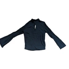 H&M Divided Black Neck Keyhole Long Sleeve Flare Sleeve Blouse Top size 0
