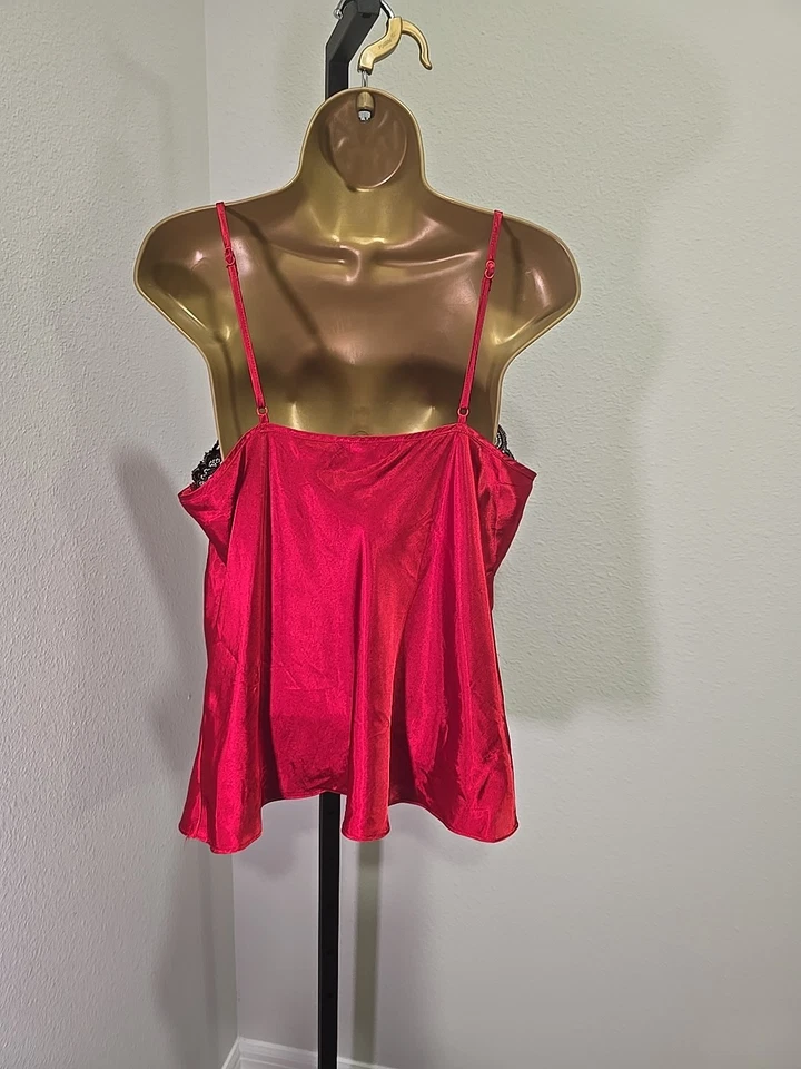 Secret Treasures Rojo Negro Camisola Mujer XL Encaje Lencería Tank Rave Festival Foto 3 de 4