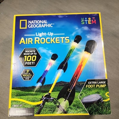 National Geographic Toy Light up Air Rockets STEM 100 FT 3 Rockets BRAND NEW