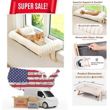 Cloud-Soft Cat Window Sill Perch with Zipper Designed Cushioned Bed, Supporti...