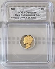 ICG 1940 Mercury Dime 10C Black Ruthenium & Gold Genuine Uncirculated Coin