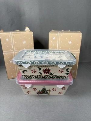 Temptations Holiday Mini Loaf Pans Set of 2 with Lids - Open Box