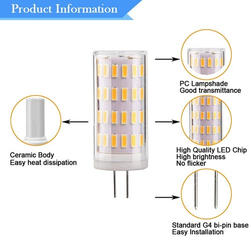 G4 Led Bulb 12V 5W, G4 T3 JC Bi-Pin Base Light Bulb Lamps, 40W Halogen Bulb E... - Picture 2 of 6