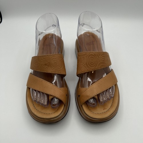 Dansko Sophie hellbraune Leder Pantoletten Sandalen Größe 37 EU Damen Komfort Zehenschlaufe