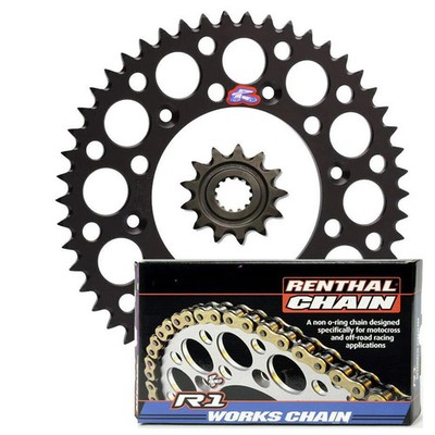 Renthal Honda CRF450R 13/48 Black Grooved/ Ultralight Sprocket & Works Chain Kit