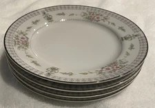 Mikasa Hamilton Salad/Dessert Plates SET/4 PinkBlue Flowers GreenLeaves NH3-1024
