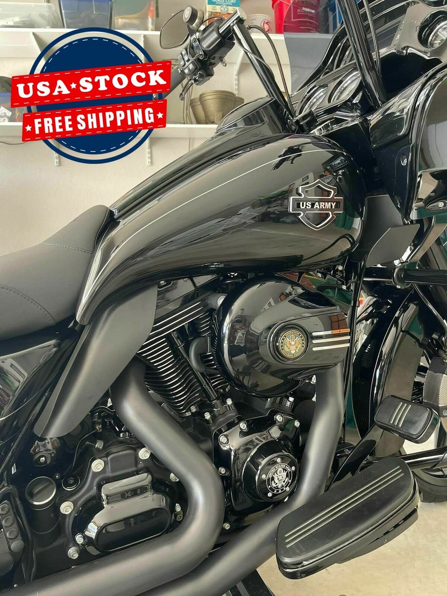 Vivid Black Stretched Tank Cover Pinstripes For 08+ Harley