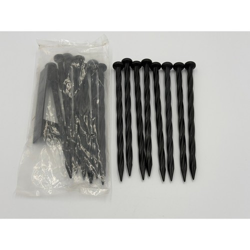 15 Black 8 Inch Twisted Landscape Edging Stakes Plastic Spiral Garden Spikes Lot