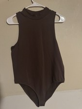 A New Day Womens Size XL Bodysuit Dark Brown Sleeveless Mock Neck New