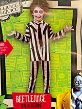 Beetlejuice Child Boys S M L Halloween Costume Ghost Bio-Exorcist Stripe Suit