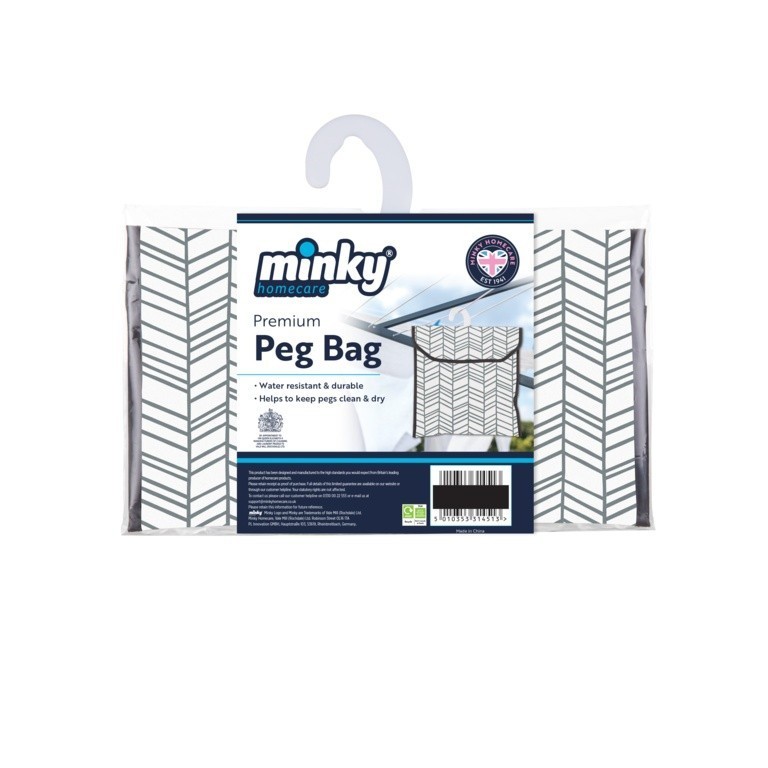 Minky Premium Water Proof Peg Storage Bag Durable Pegs Bag Hanging Hook Grey New