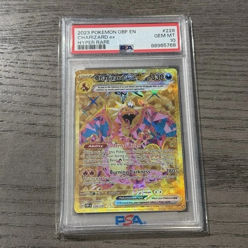 2023 Pokemon Obsidian Flames Charizard Ex #228 GEM MT PSA 10 Hyper Rare Gold