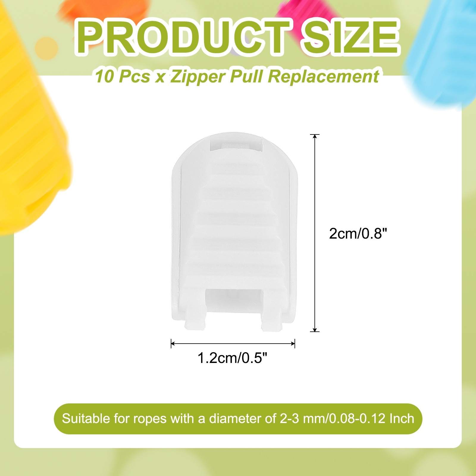 Zipper Pull Tabs Cord End Tips Shoelace End Clips - (10 Pack, White)