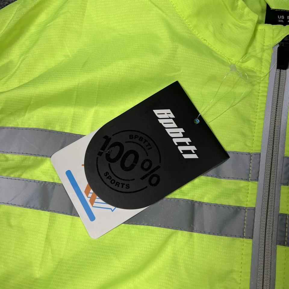 Bpbtti Vest Mens 3XL Neon Yellow Reflective Hi Vis Cycling Running Full Zip - Image 3 of 4