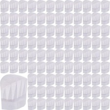100 Pieces White Chef Hats Kids Adjustable Kitchen Cooking Chef Cap Non Woven Fa