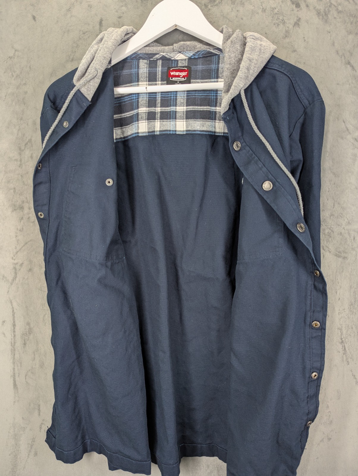 Wrangler Workwear Vest  Hooded Lightweight Canvas Size Medium Blue Snap Buttons image 8