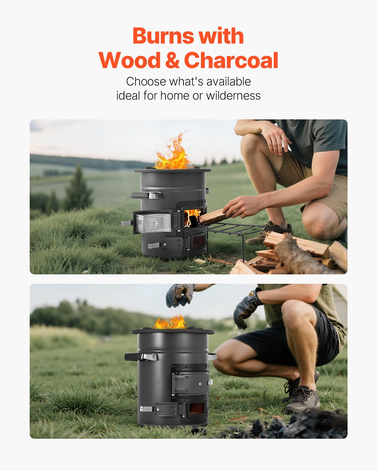New Camping Rocket Stove, Wood Burning Portable Rocket Stove with Carrying Bag