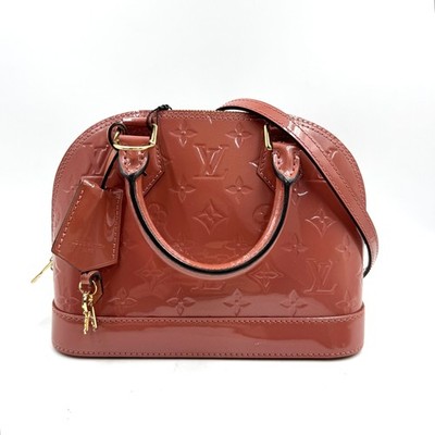 Pre-Owned Louis Vuitton Rose Velours Monogram Vernis Alma BB Bag Top Handle Bag