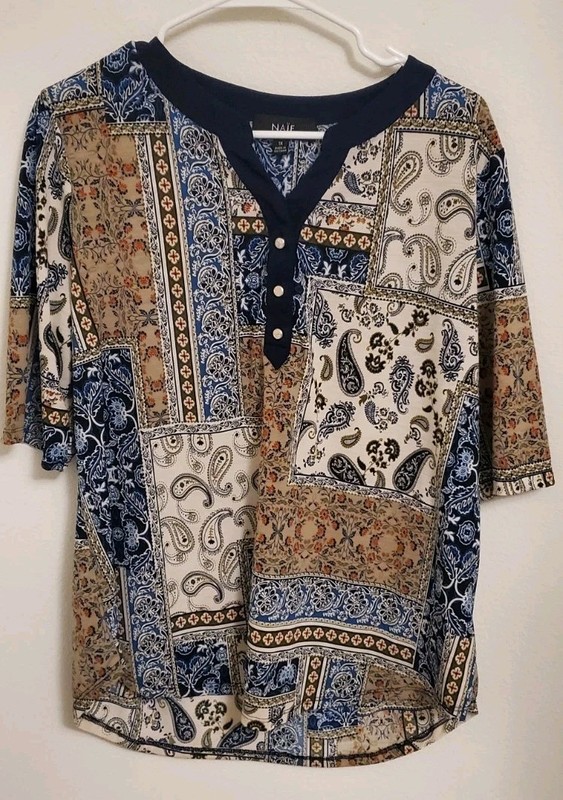 Naif Women's Patchwork Paisley Blouse Size 1X