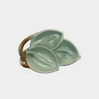 Vintage McCoy Pottery 3 Leaf Ceramic Platter Dish