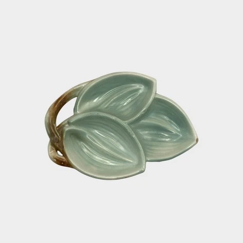 Vintage McCoy Pottery 3 Leaf Ceramic Platter Dish