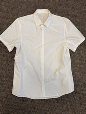 Lululemon Commission Shirt Mens Medium White Short Sleeve Button Down stretch