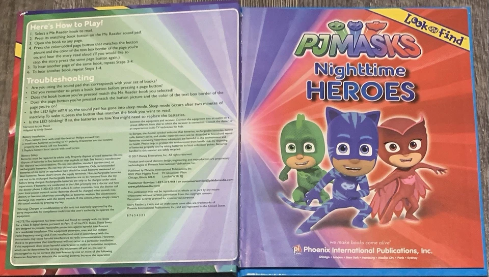 1st HB Ed. Story Reader MeReader Look & Find PJ Masks Nighttime Heroes 2017 GOOD - Image 2 of 4