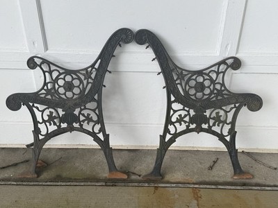 Vintage Cast Iron Bench w/ Lion Head Sides - Garden Bench