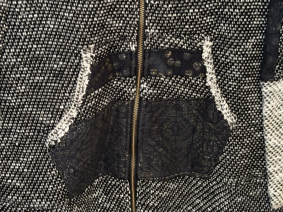 Suéter com capuz feminino EVY'S TREE manga longa com zíper frontal patchwork tamanho grande - Imagem 2 de 4