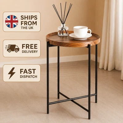 Side/Coffee Table Walnut Finish Tray Table With Removable Top For Living Room - Image 1 of 4