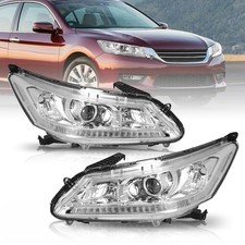 For 2013 2014 2015 Honda Accord Sedan Chrome Clear Wo Led Drl Headlights Pair