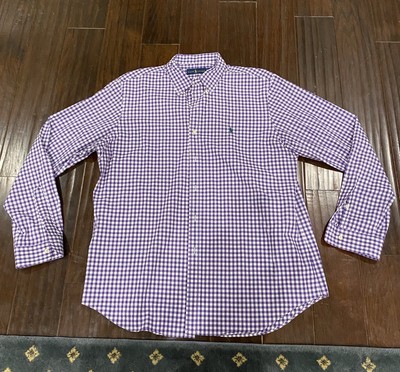 Purple & White Ralph Lauren Mens Long Sleeve Button Up Shirt Size XL