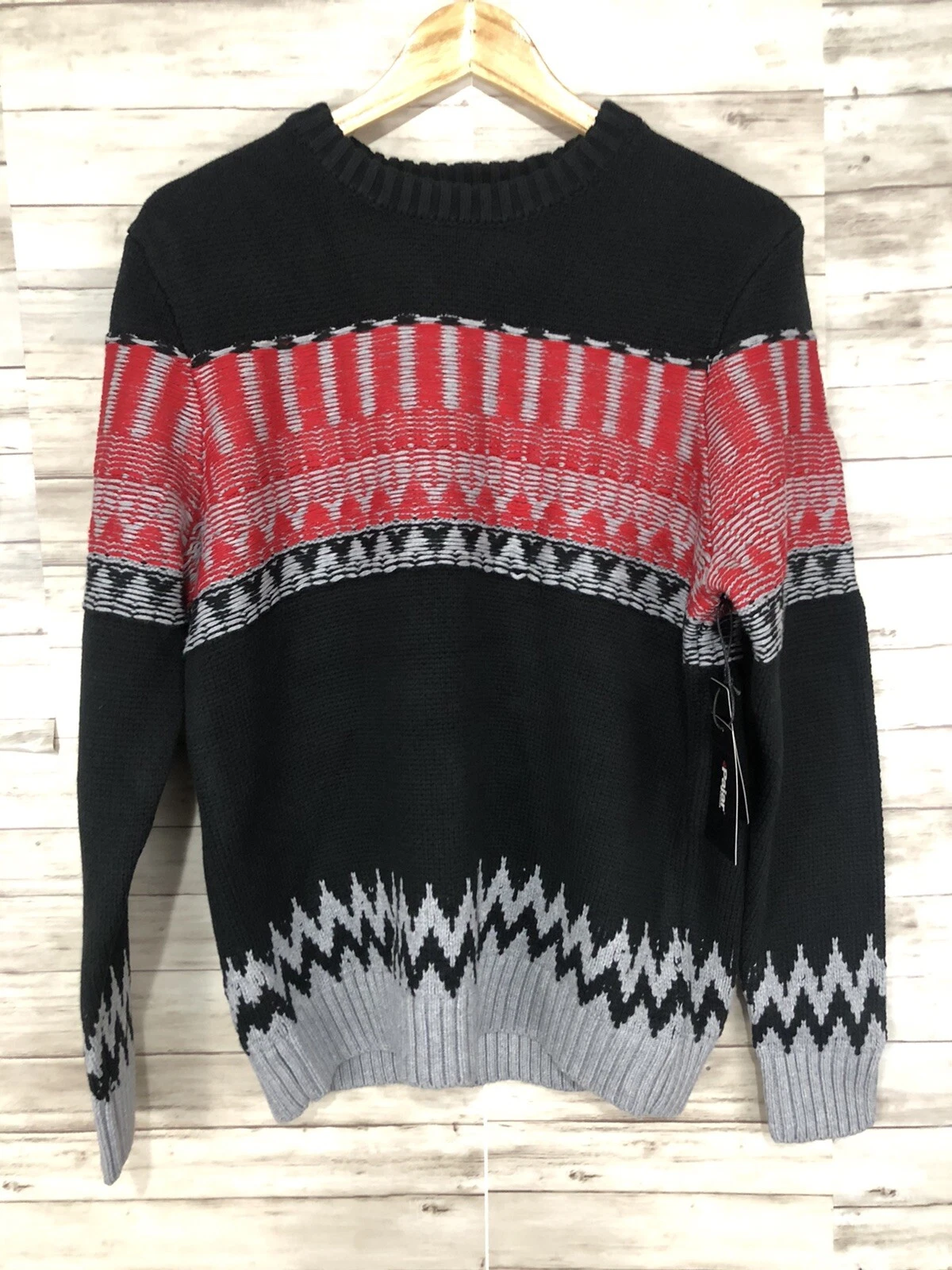 Pajar Canada Sweater Mens Medium Fair Isle Black Pullover Sweatshirt Knit N77