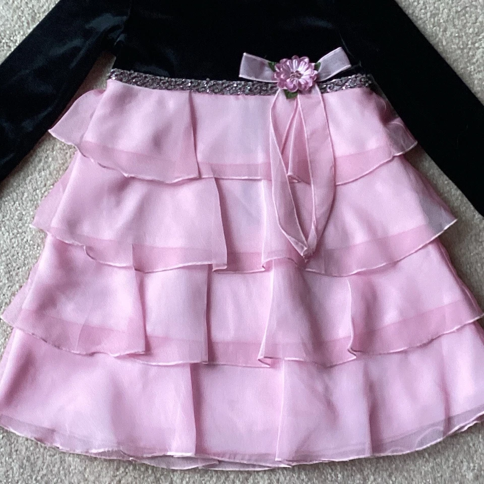 NWT PLUM PUDDING 3T HOLIDAY SEASON/ PARTY DRESS, VELOUR TOP, LAYERED SKIRT, BEAD - Image 3 of 4