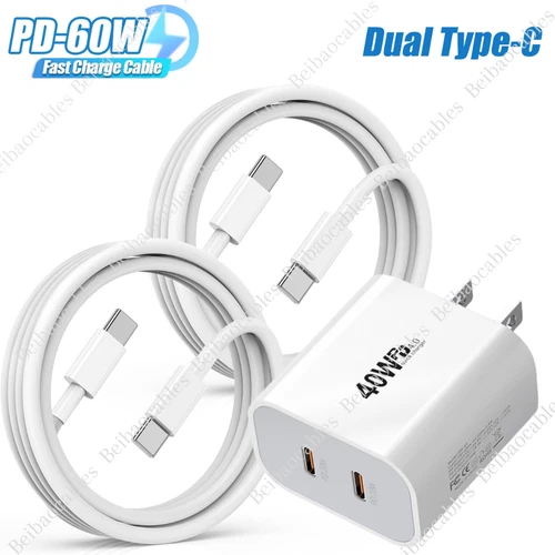 PD 40W Fast Wall Charger Power Adapter Type C Cord For iPhone 15 16 Pro Samsung - Picture 17 of 17