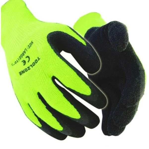 6 PAIRS WARM WINTER BUILDERS LATEX RUBBER WORK GLOVES GARDENING HI