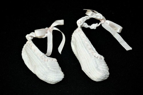 Stivaletti scarpe uncinetto suola morbida neonato bambino ballerina cinturino alla caviglia 4" VINTAGE - Foto 2 di 11