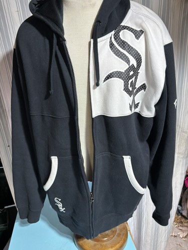 Fanatics XL SOX FULL ZIPPER HOODIE BLACK AND WHITE 80% Cotton - Picture 4 of 6